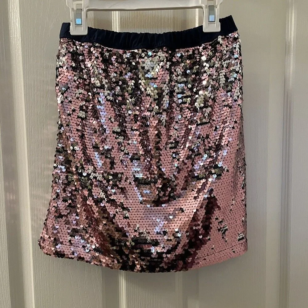 Oshkosh B'gosh Pink Silver Sequin Skirt Flippy Reversible Sequins Girls Size 12